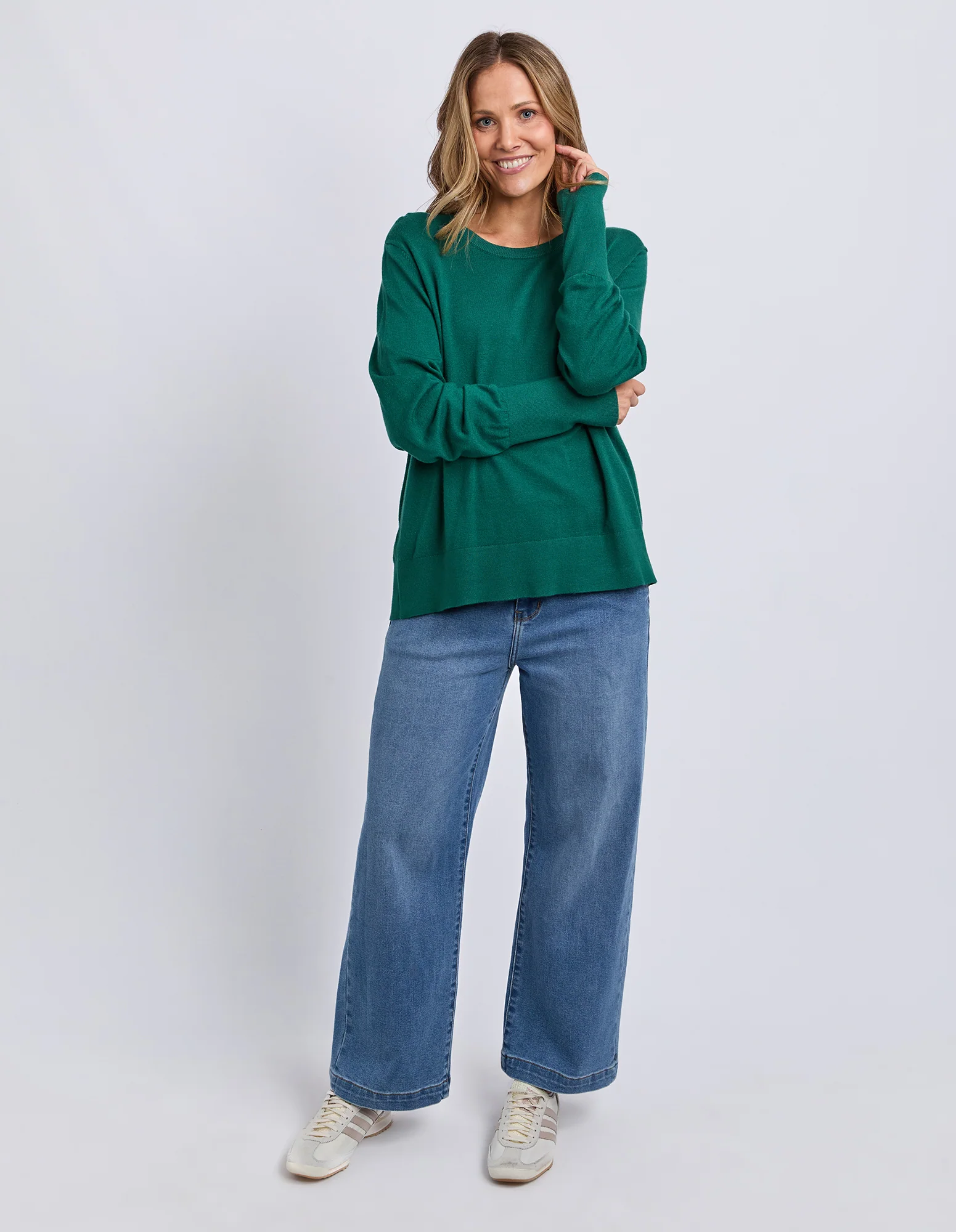 Sunny Long Sleeve Knit Top Turquoise - Image 2