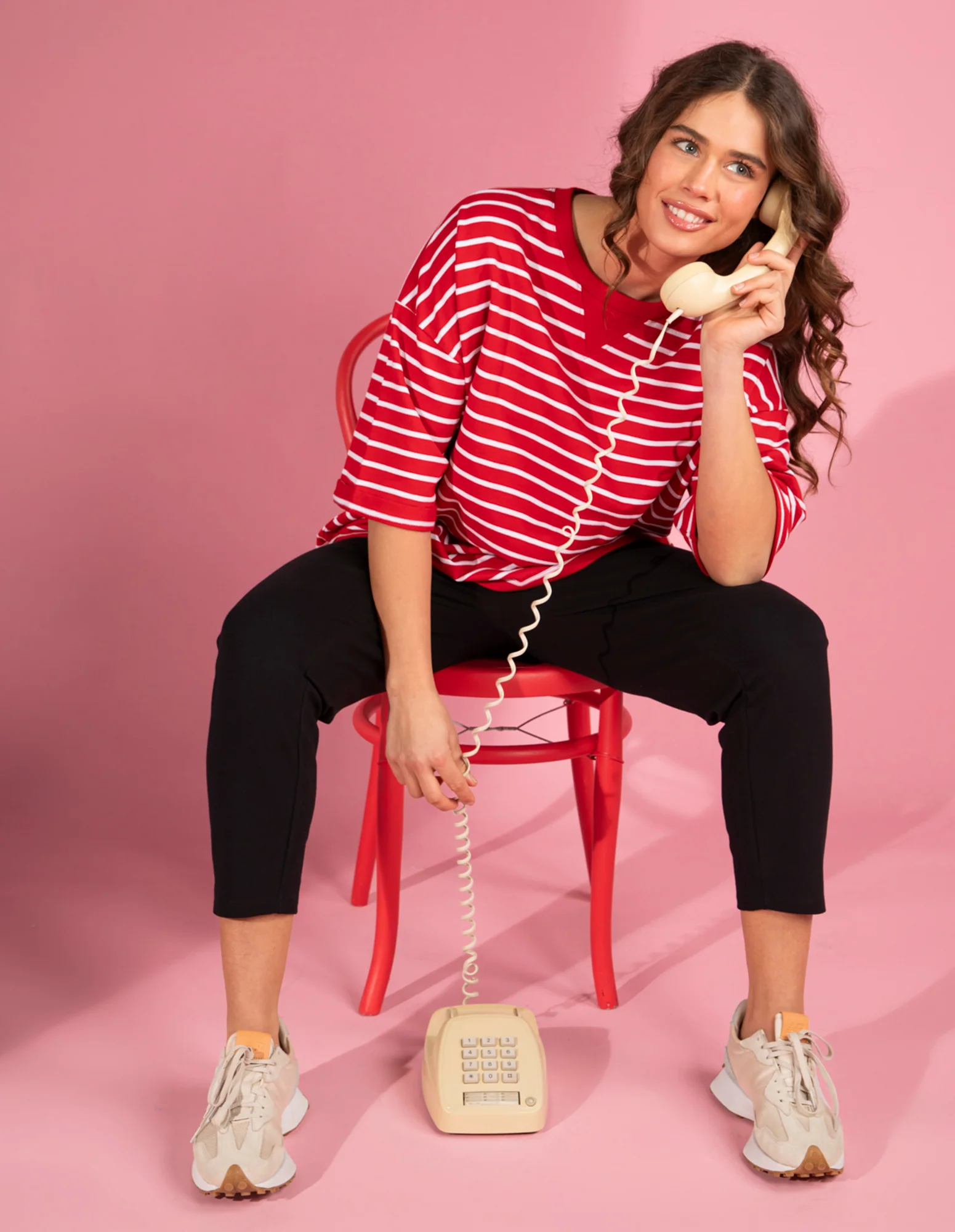 Valentina Sweat Cranberry/White Stripe