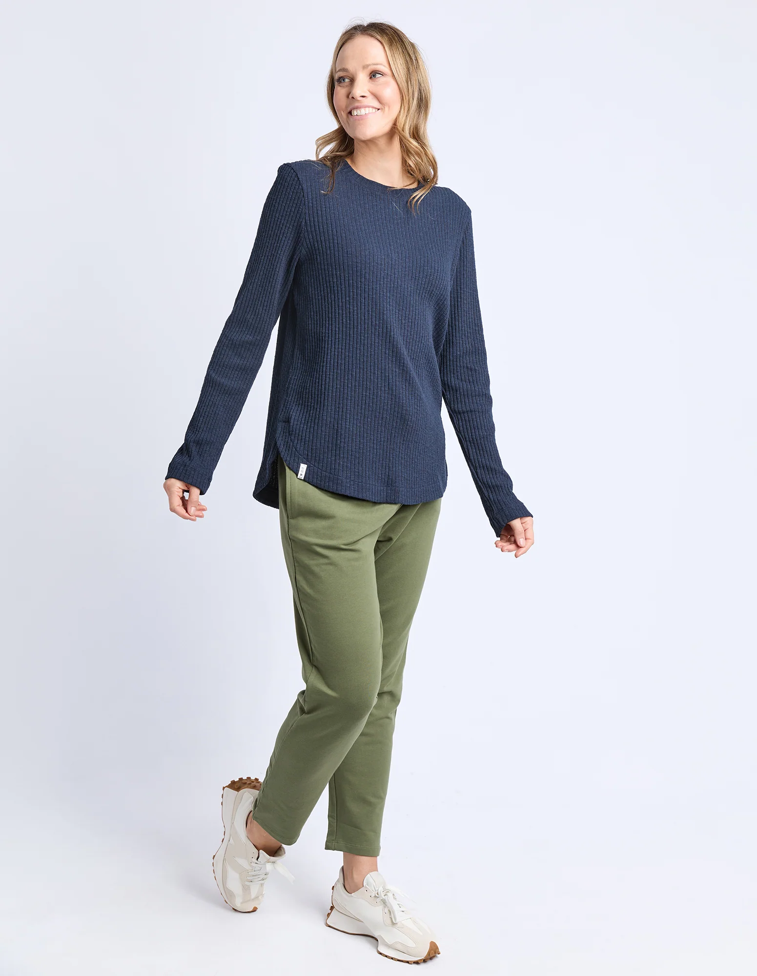 Veronica Rib Long Sleeve Tee Navy - Image 11