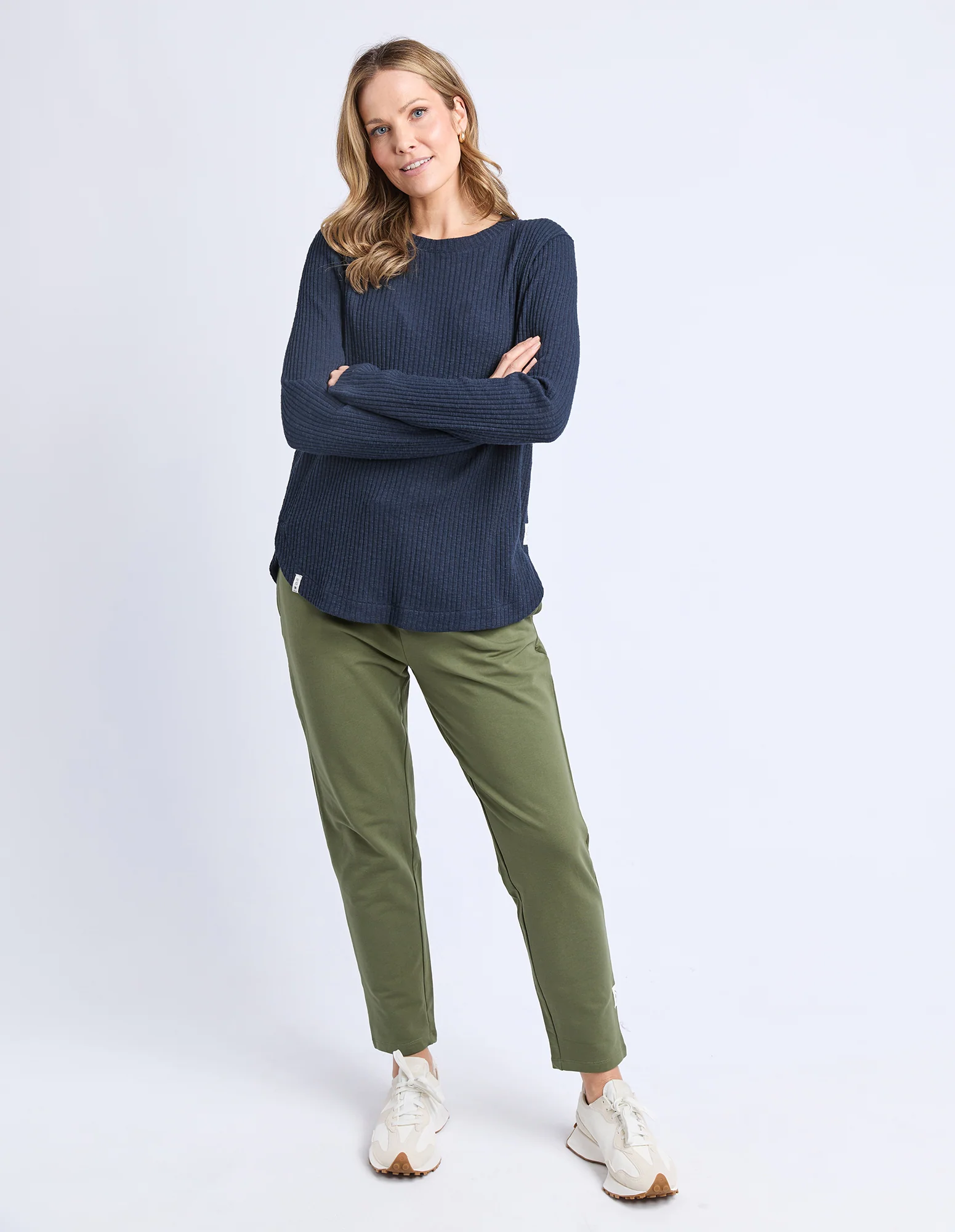 Veronica Rib Long Sleeve Tee Navy - Image 3