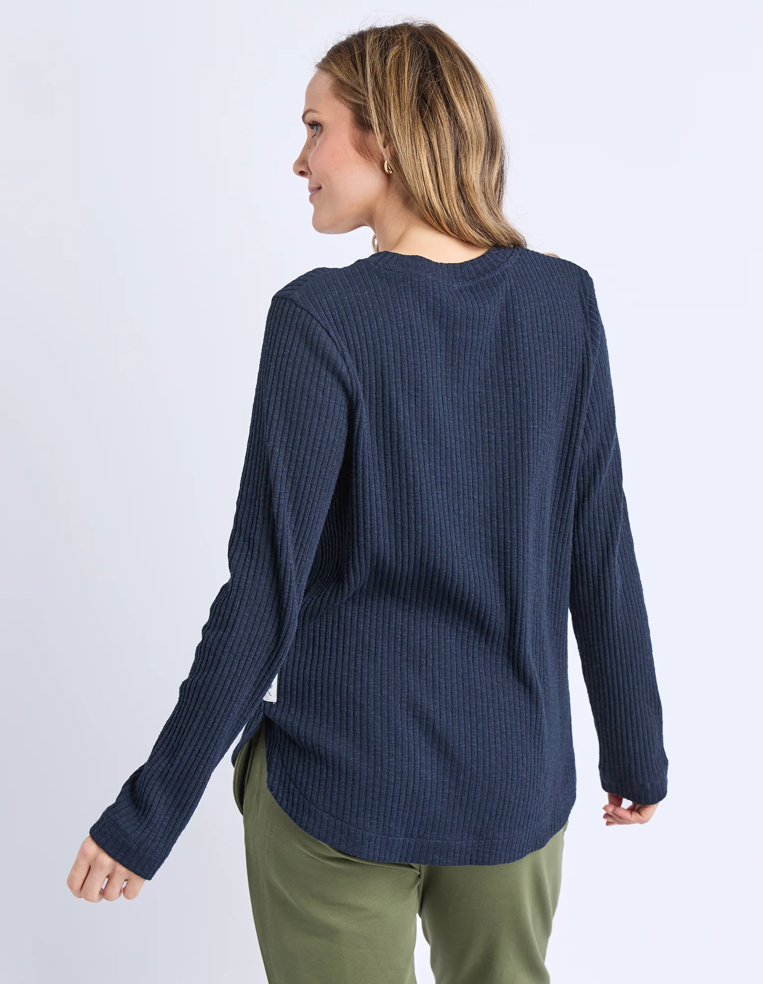 Veronica Rib Long Sleeve Tee Navy - Image 5