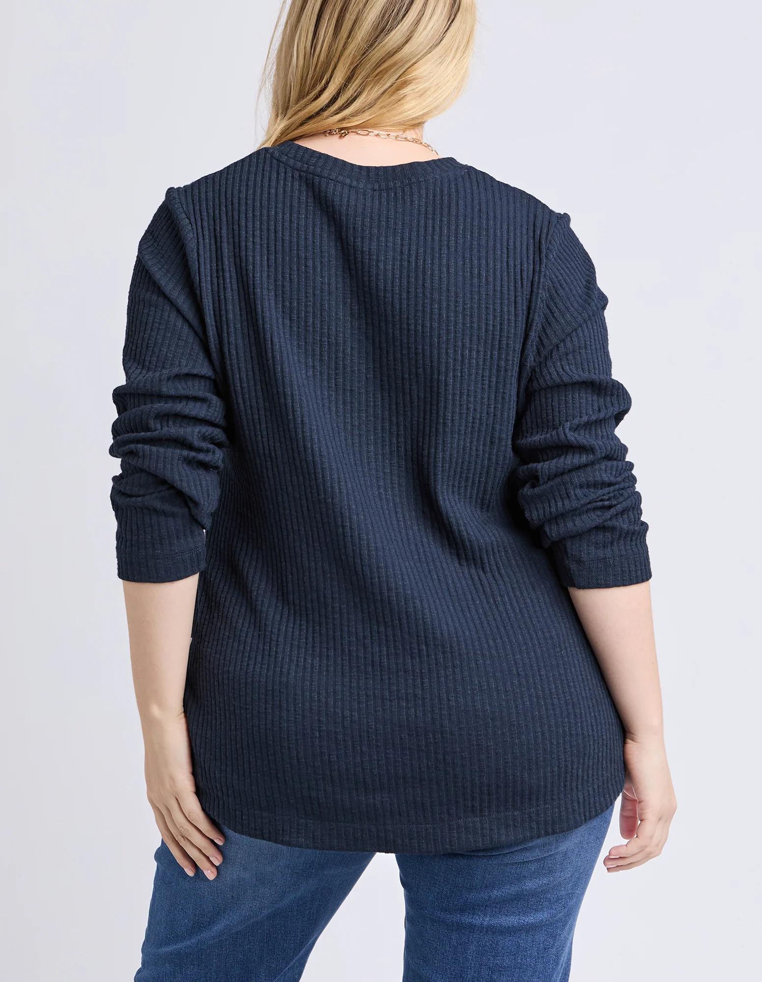 Veronica Rib Long Sleeve Tee Navy - Image 6