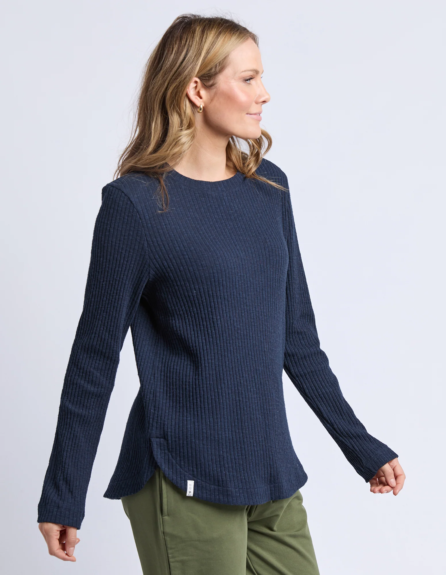 Veronica Rib Long Sleeve Tee Navy - Image 7
