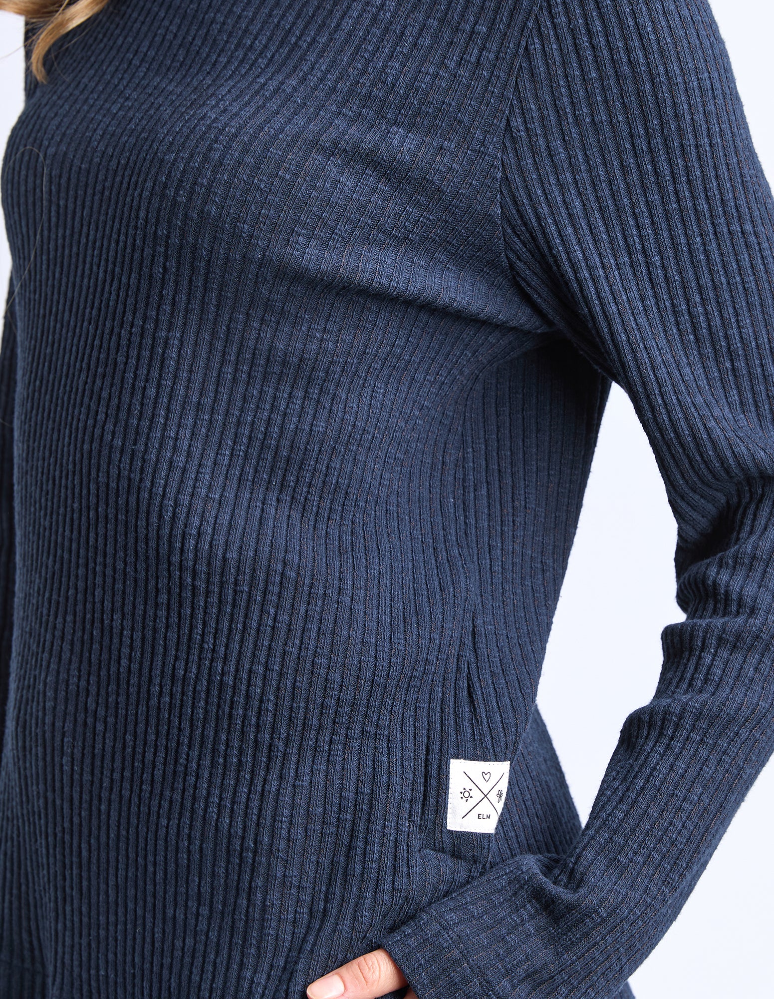 Veronica Rib Long Sleeve Tee Navy - Image 9