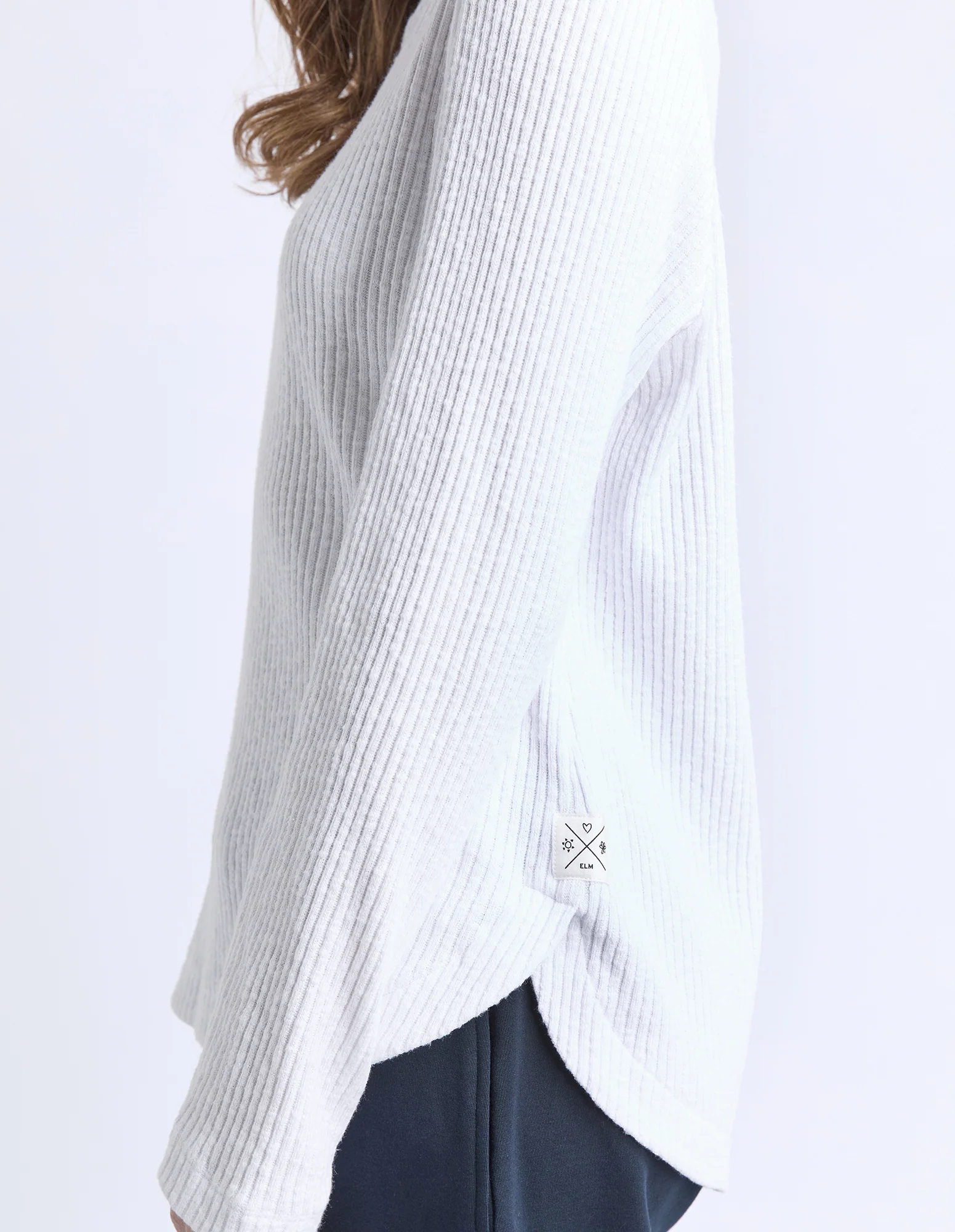 Veronica Rib Long Sleeve Tee White - Image 9