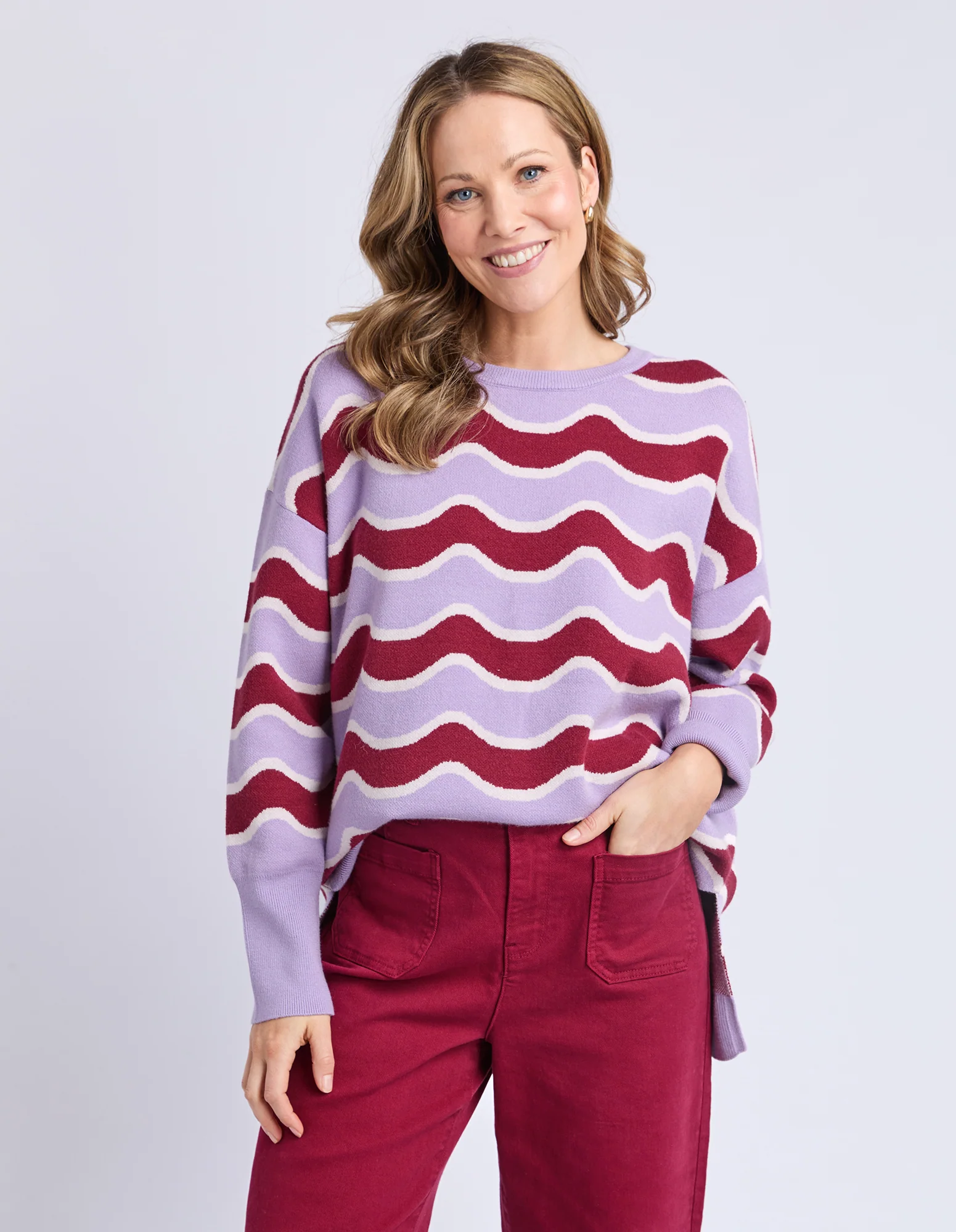 Wave Knit Maroon/Lilac Wave - Image 2