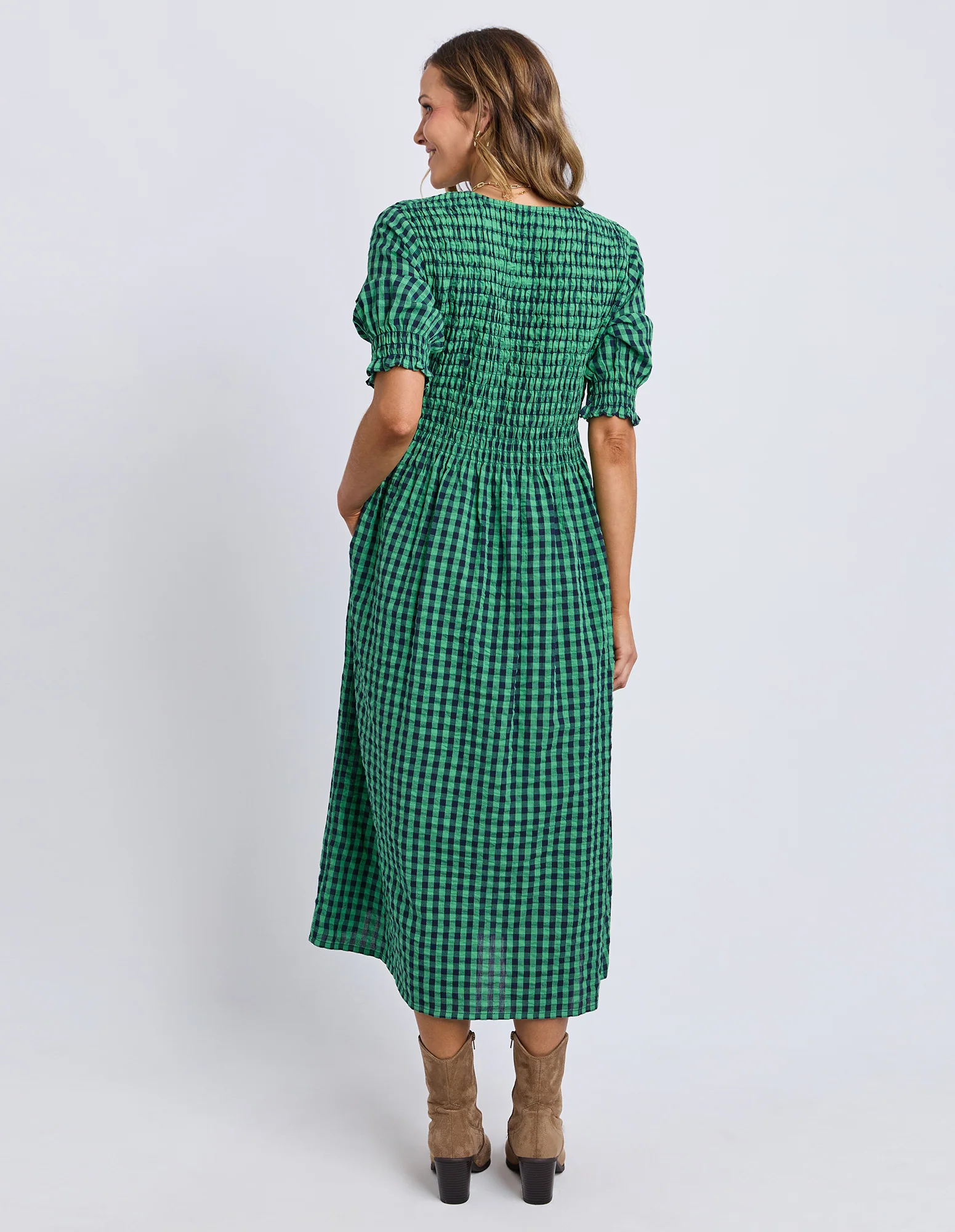 Willa Dress Green & Navy Check - Image 6