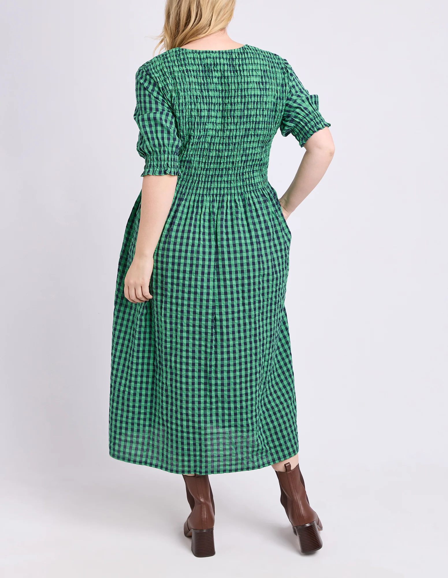 Willa Dress Green & Navy Check - Image 7