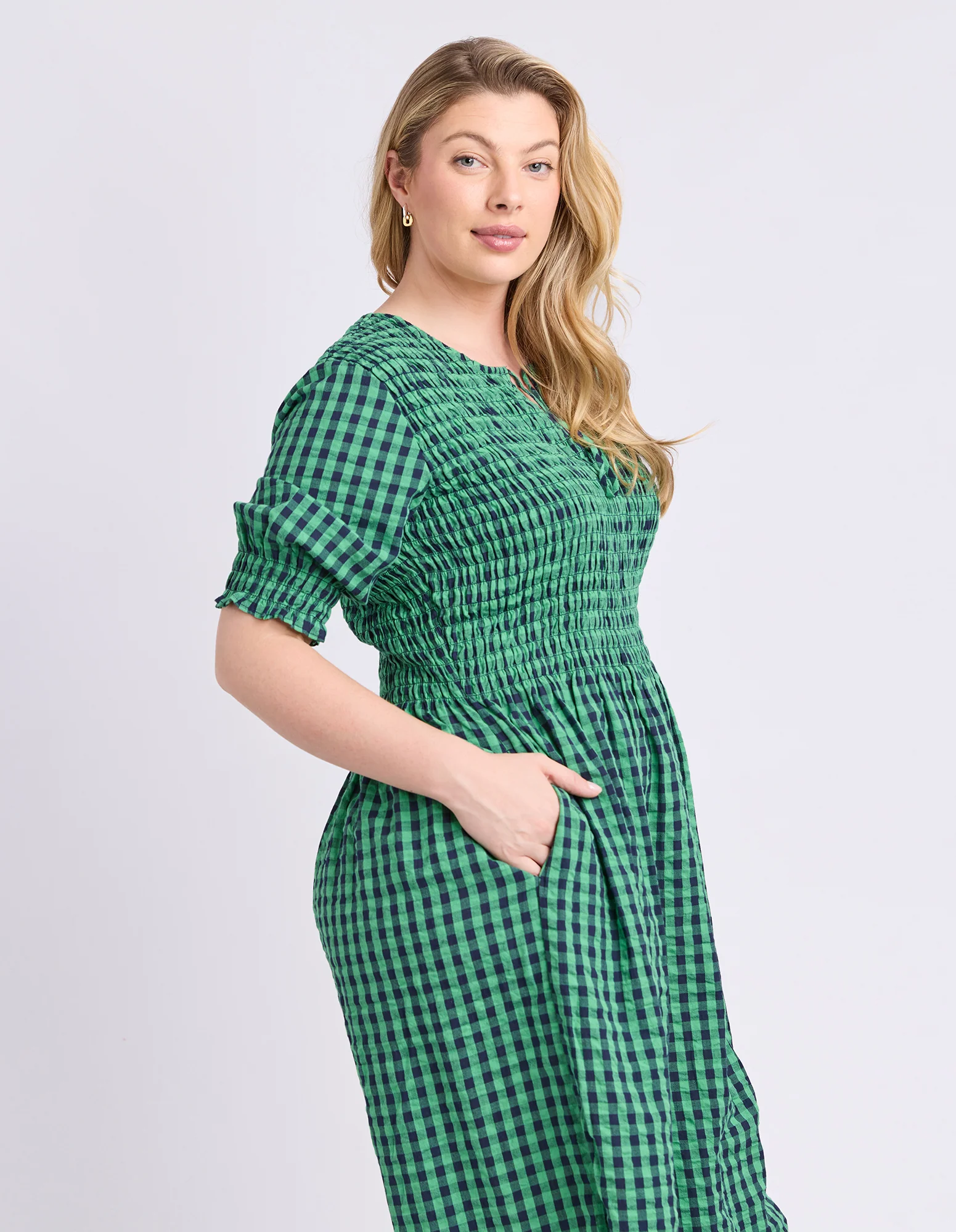 Willa Dress Green & Navy Check - Image 9