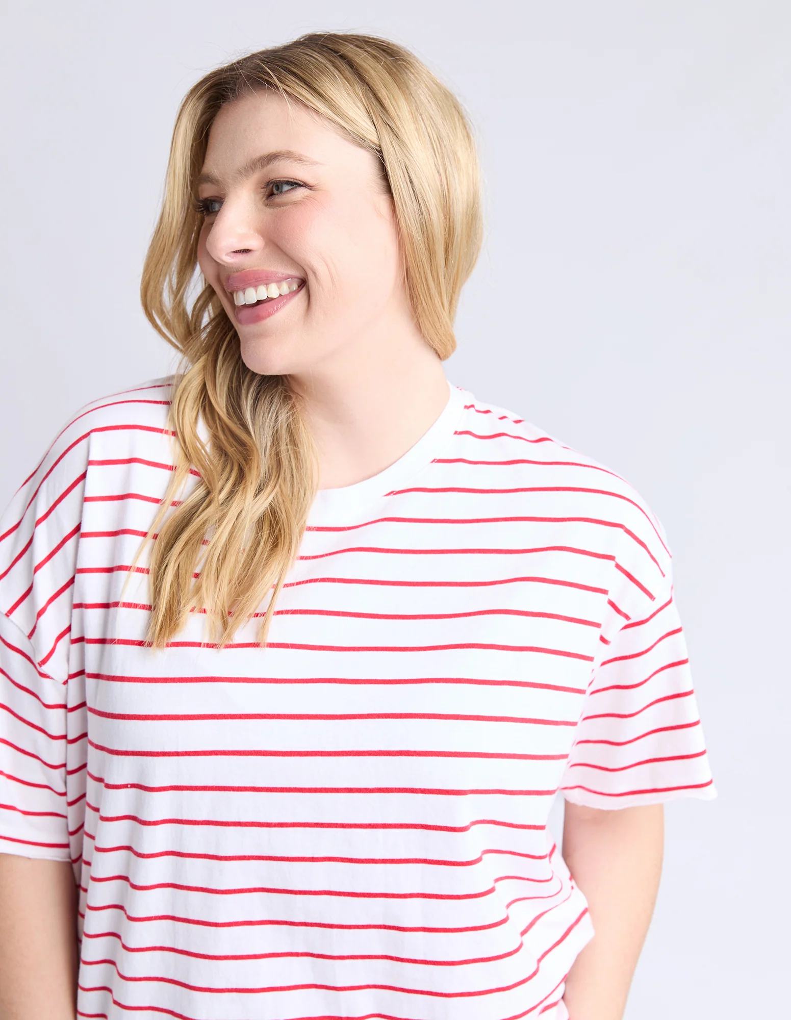 Winona Stripe Short Sleeve Tee Bittersweet & White - Image 11