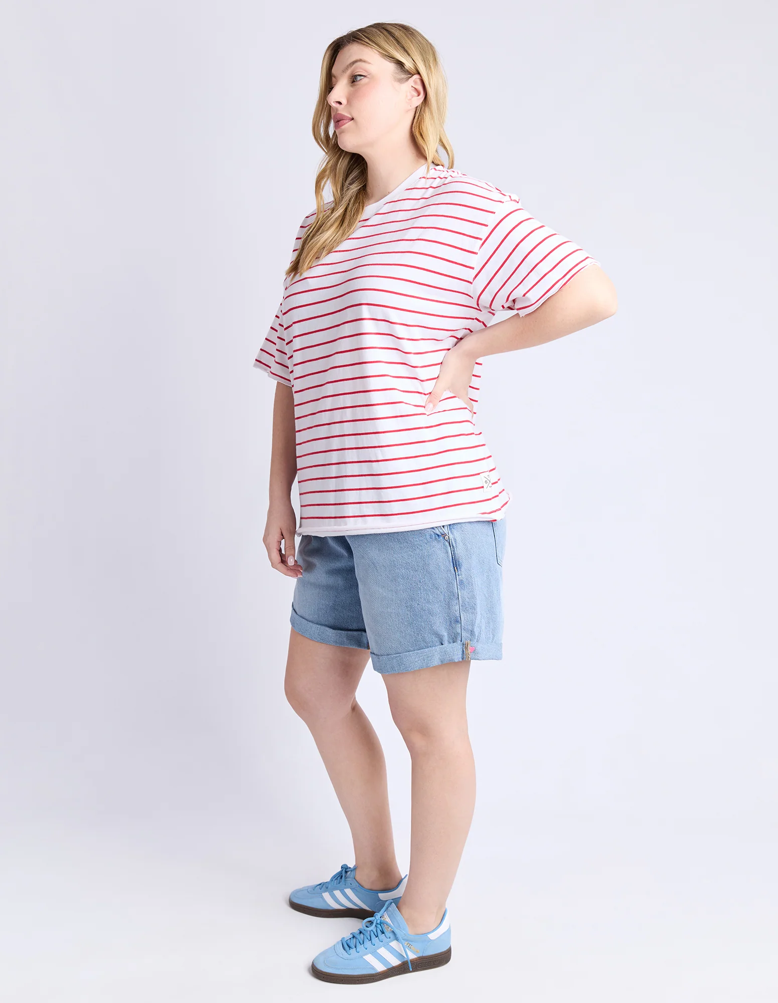 Winona Stripe Short Sleeve Tee Bittersweet & White - Image 12