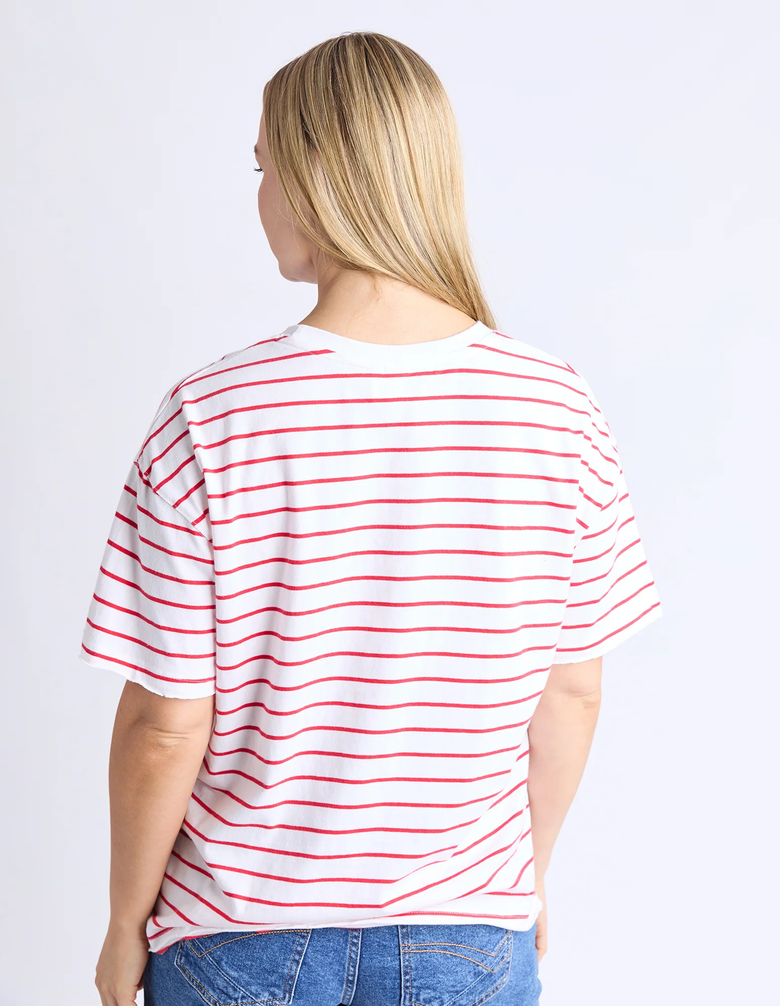 Winona Stripe Short Sleeve Tee Bittersweet & White - Image 3