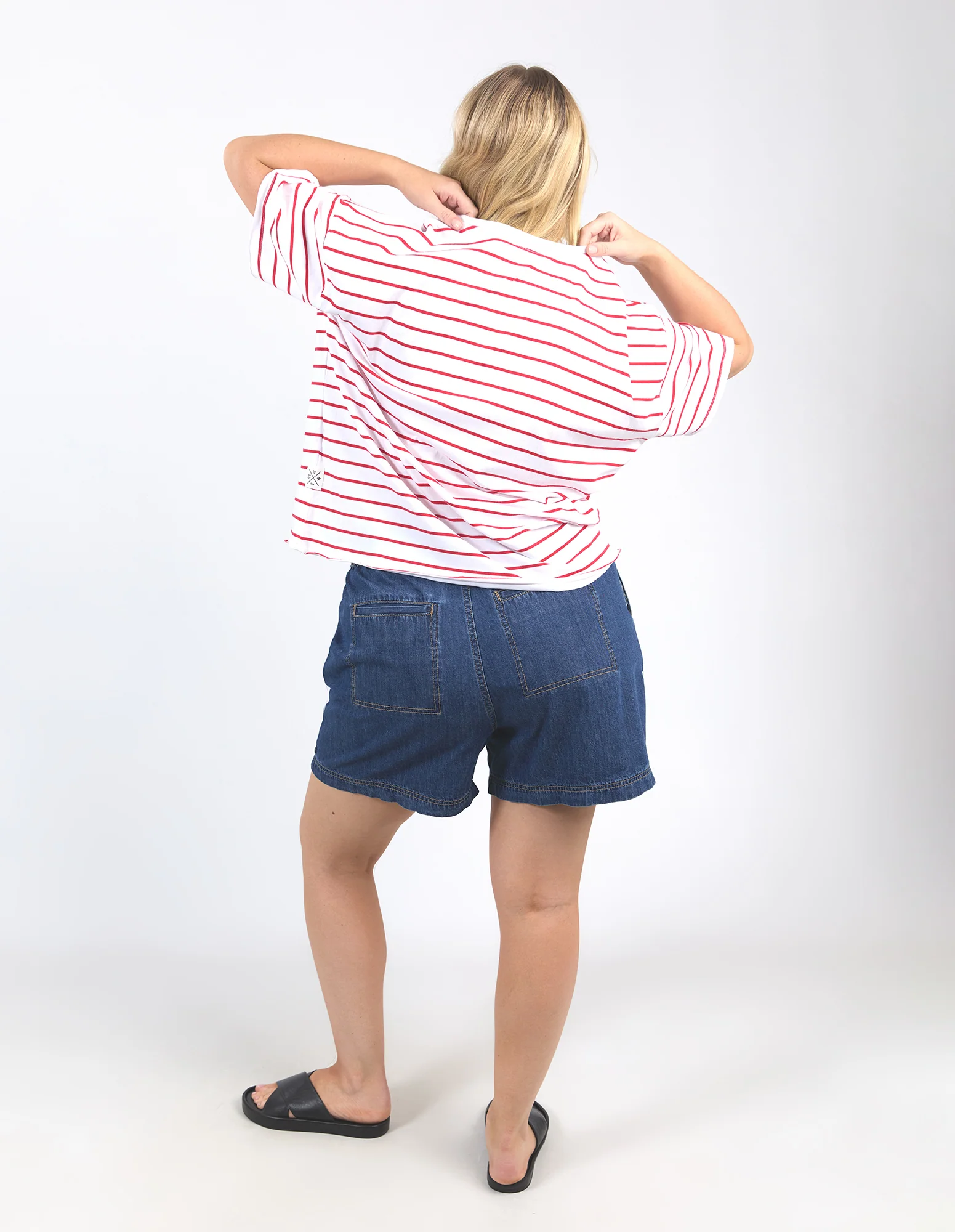 Winona Stripe Short Sleeve Tee Bittersweet & White - Image 4