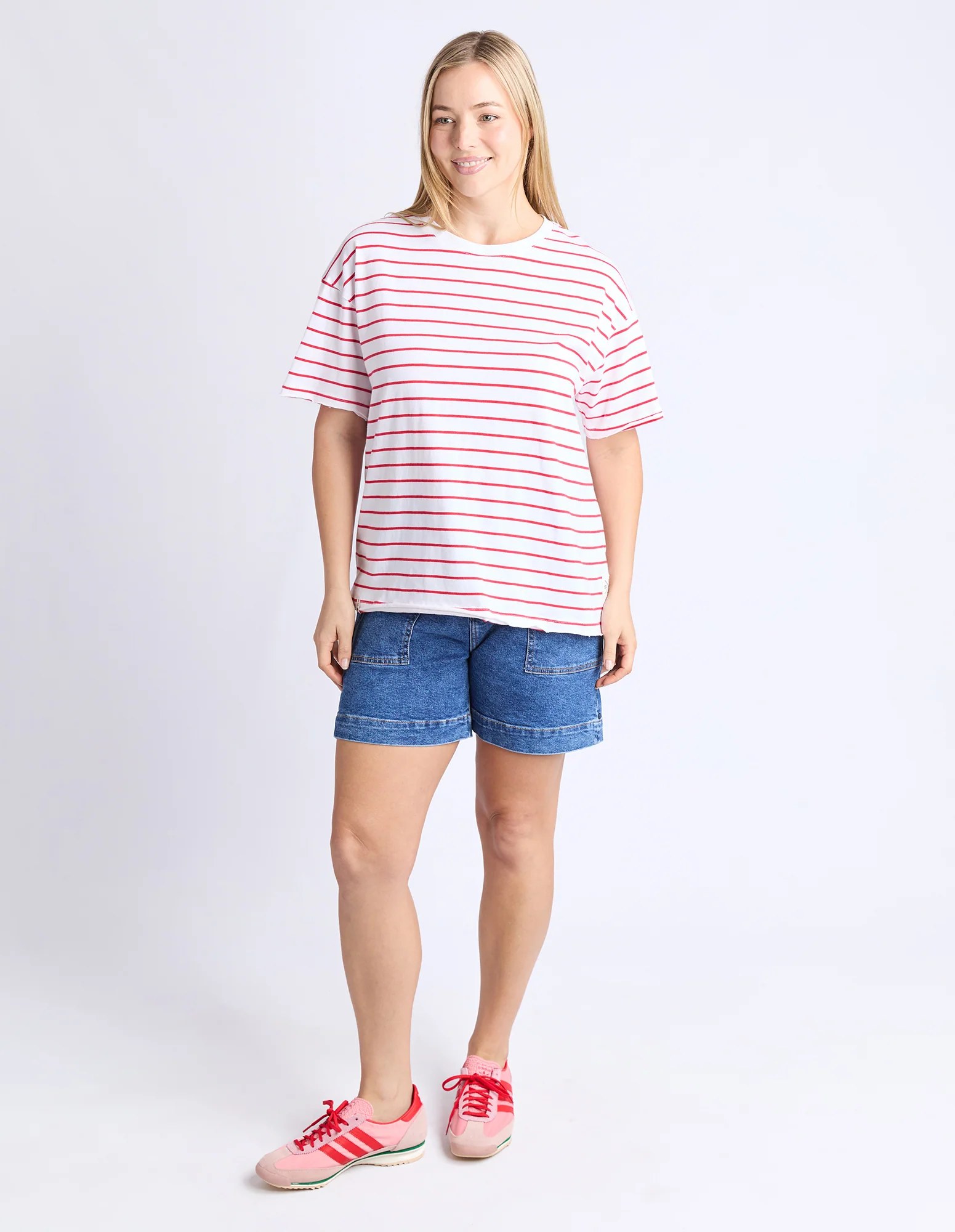 Winona Stripe Short Sleeve Tee Bittersweet & White - Image 6
