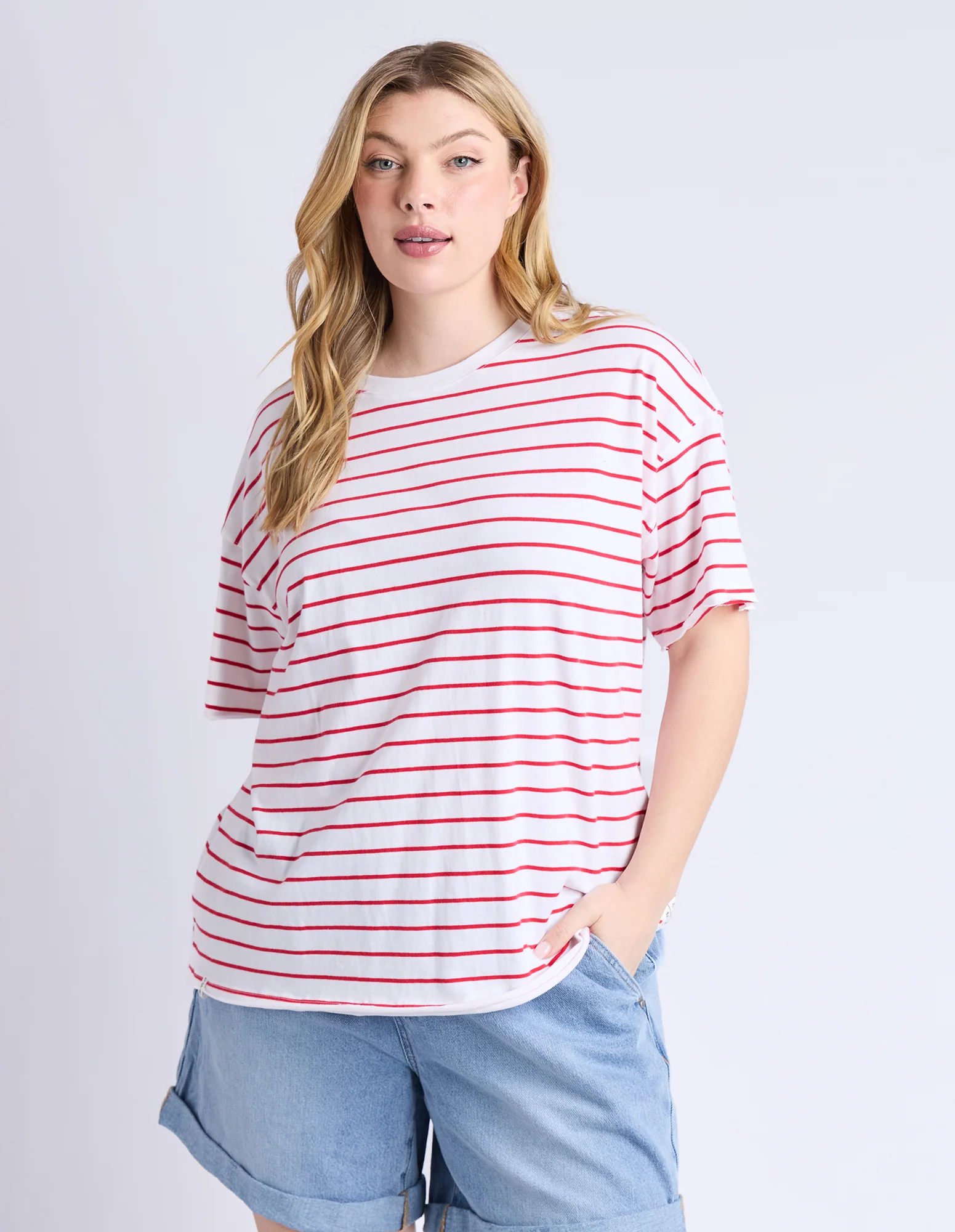 Winona Stripe Short Sleeve Tee Bittersweet & White - Image 7