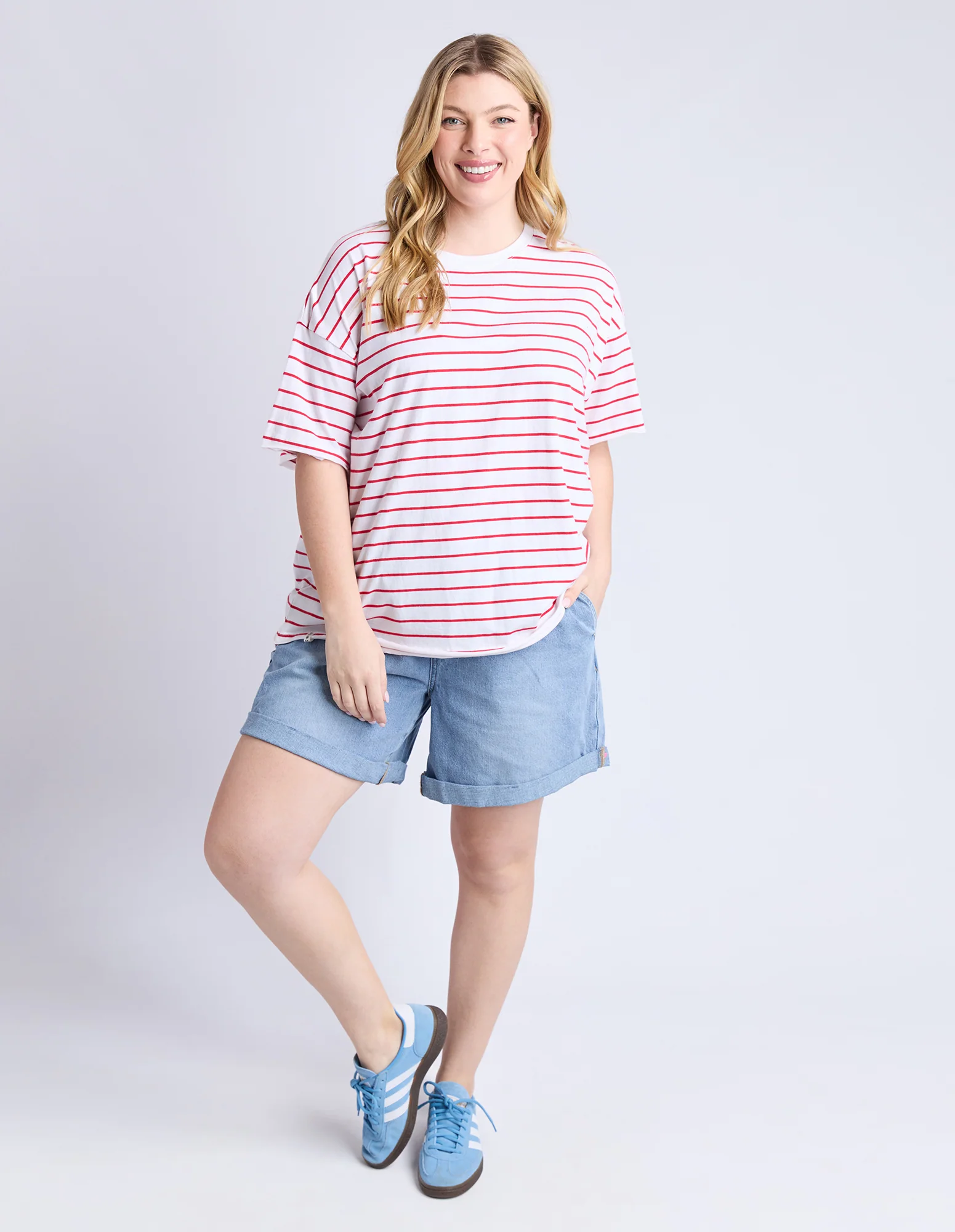 Winona Stripe Short Sleeve Tee Bittersweet & White - Image 8