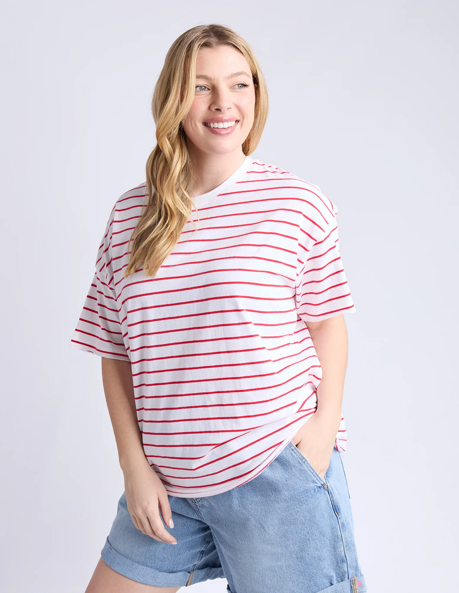 Winona Stripe Short Sleeve Tee Bittersweet & White - Image 9