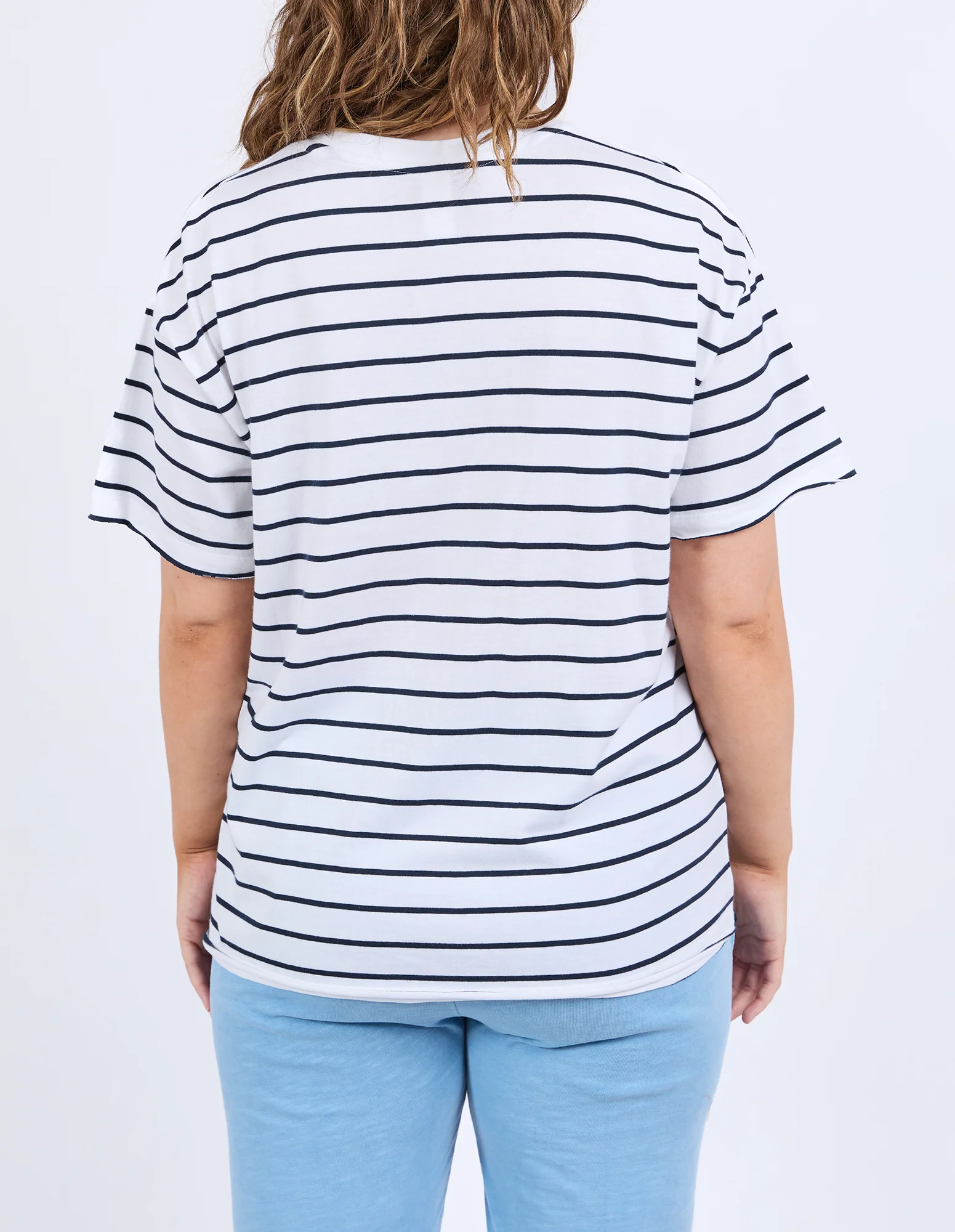 Winona Stripe Tee White & Navy - Image 3