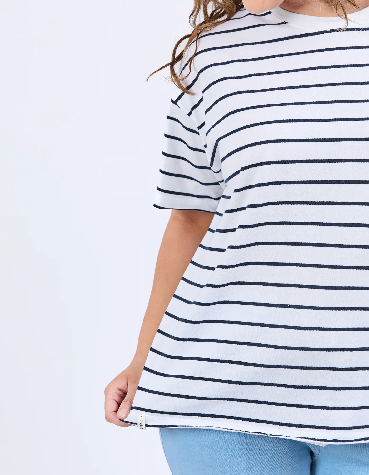 Winona Stripe Tee White & Navy - Image 5