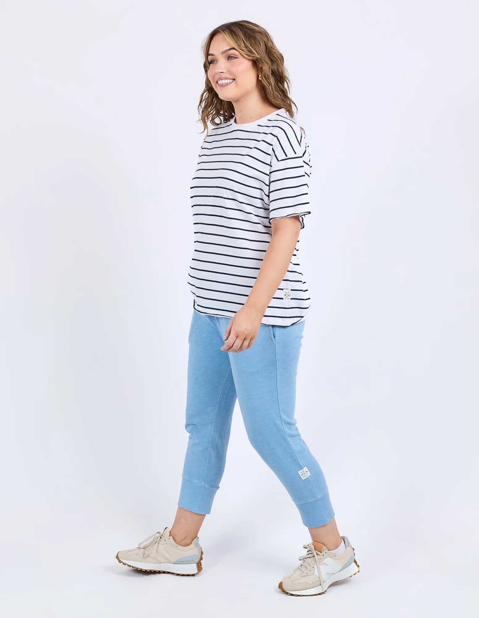 Winona Stripe Tee White & Navy - Image 6