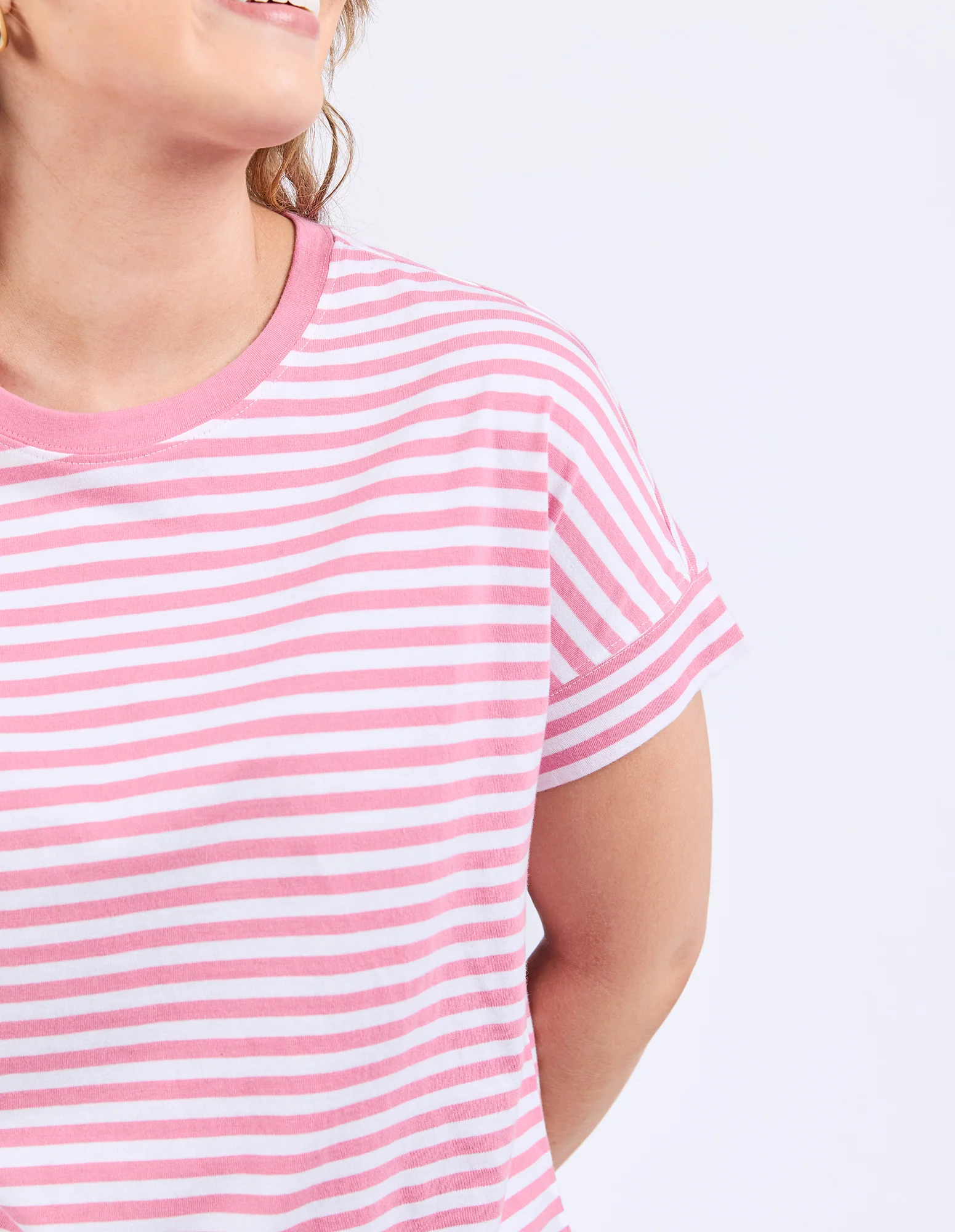 Yara Stripe Short Sleeve Tee Chateau Rose - Image 5