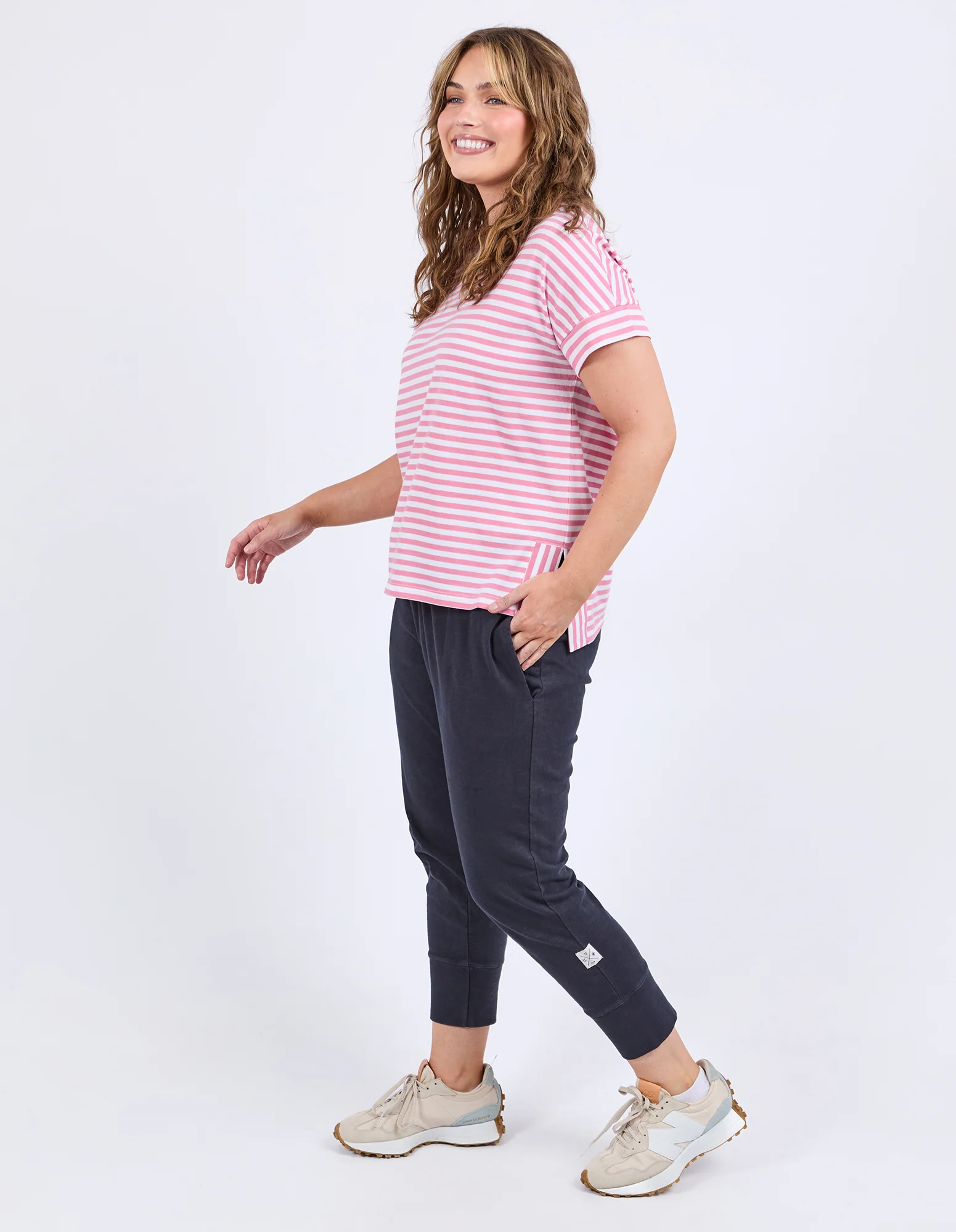 Yara Stripe Short Sleeve Tee Chateau Rose - Image 6