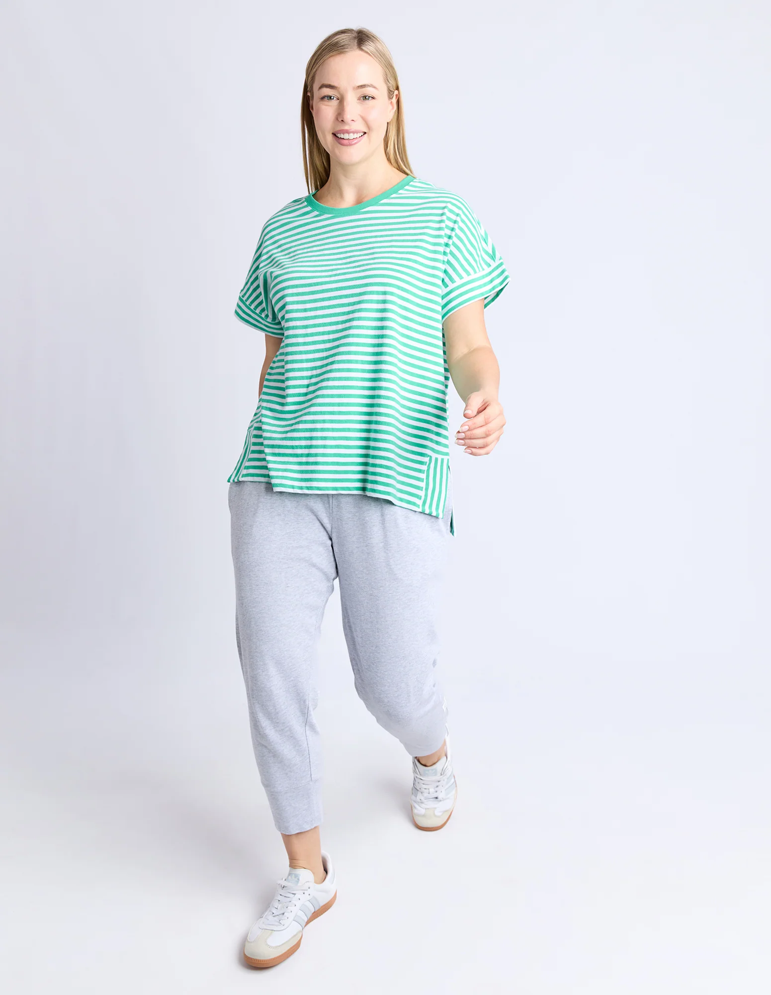 Yara Stripe Tee Green/White - Image 2
