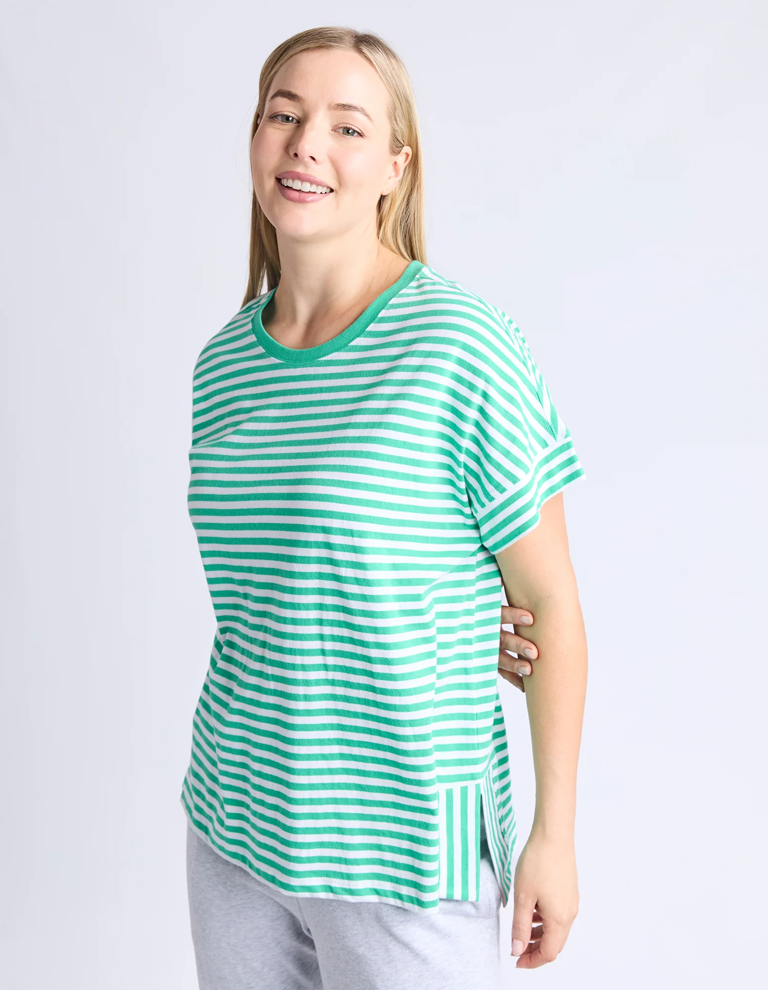 Yara Stripe Tee Green/White - Image 4