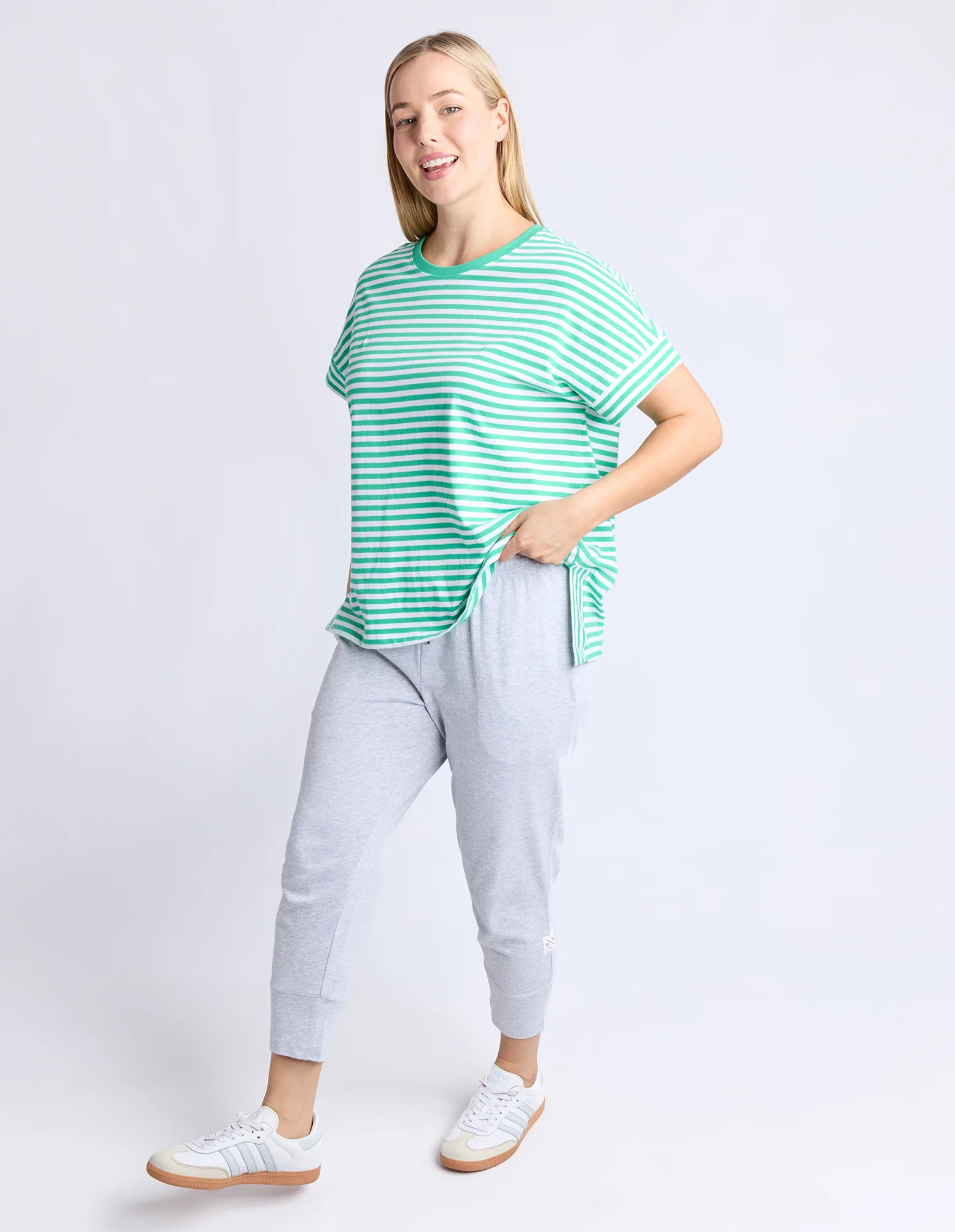 Yara Stripe Tee Green/White - Image 6