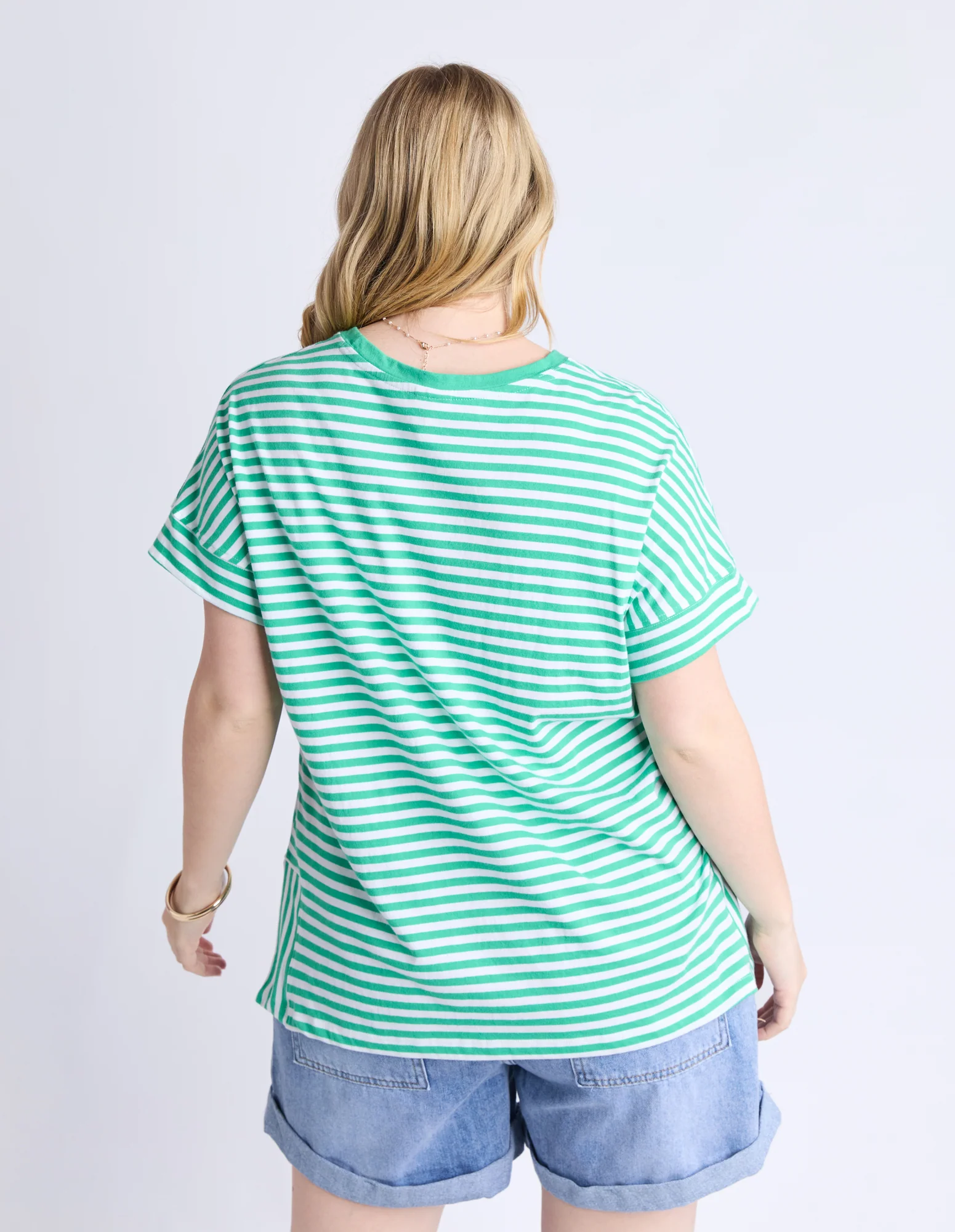Yara Stripe Tee Green/White - Image 9