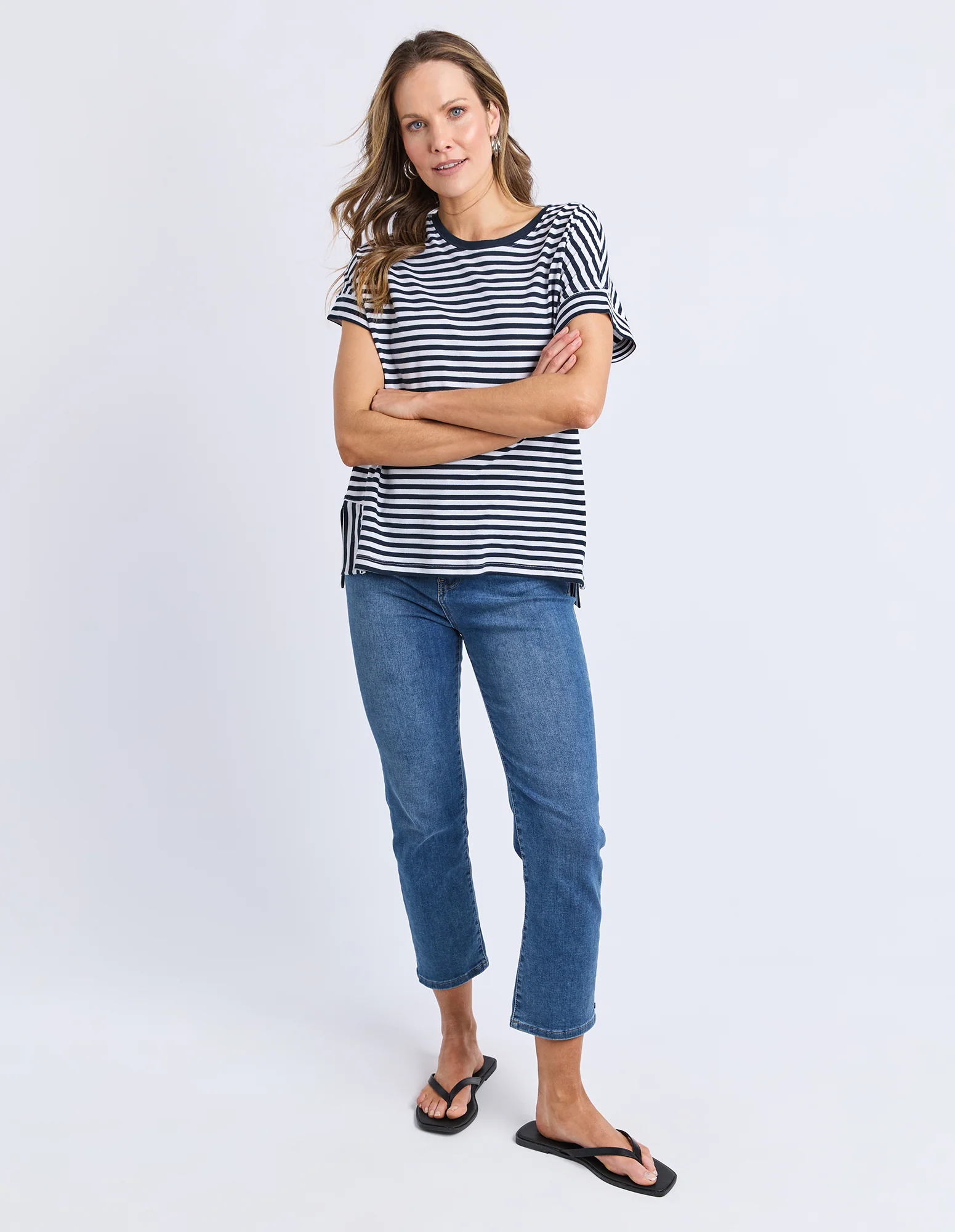 Yara Stripe Short Sleeve Tee Navy & White - Image 2