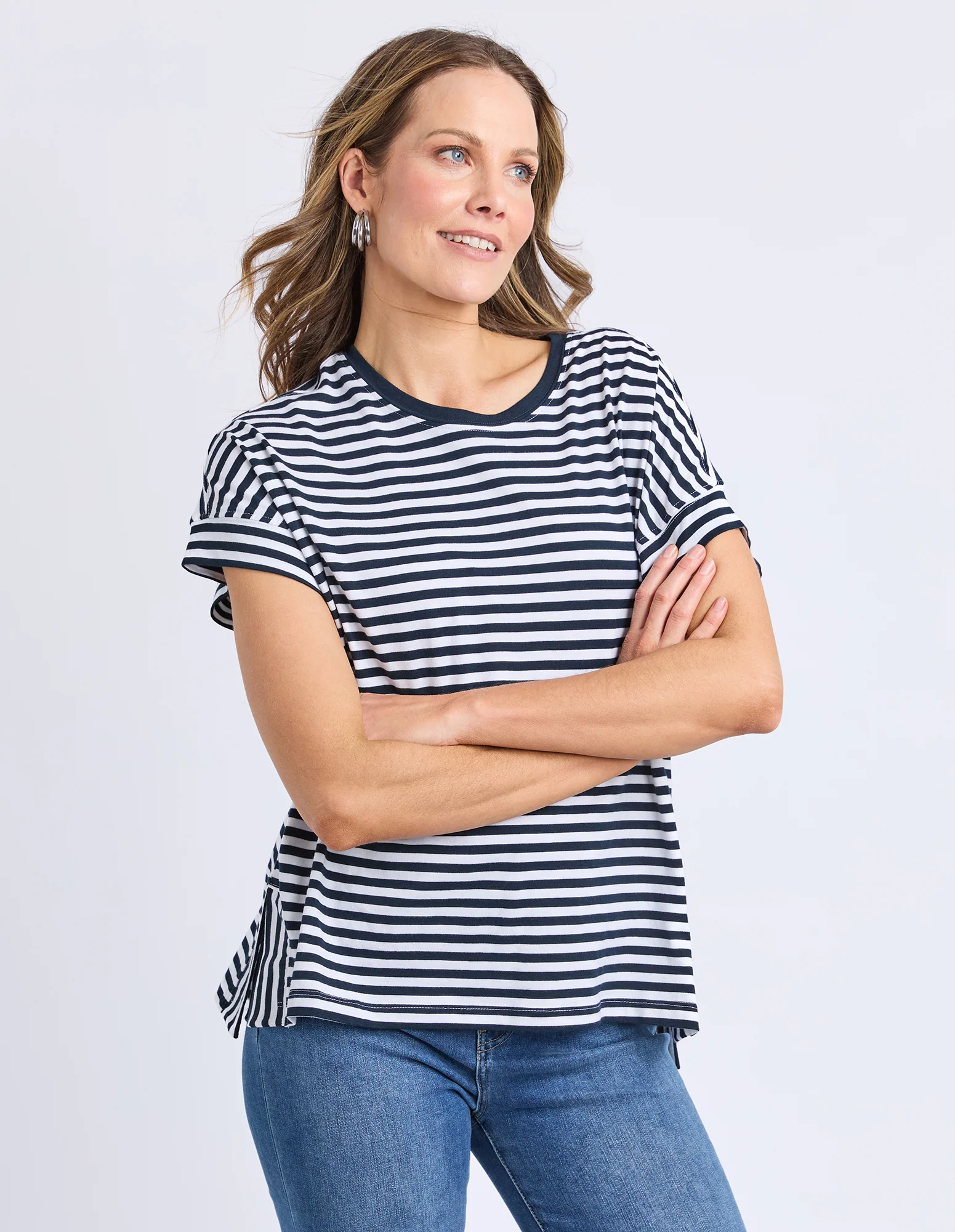 Yara Stripe Short Sleeve Tee Navy & White - Image 4